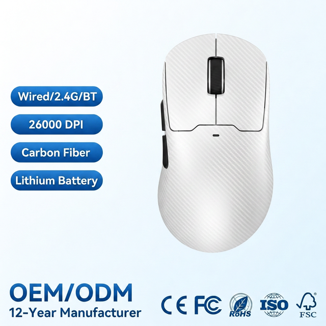 ABS Lightweight Tri-Mode Gaming Mouse PAW3395 PAW3950 8KHz Ergonomic Right-Handed Battery Removable Wireless Gaming Mice