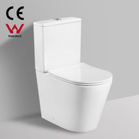 Cuvette de toilette deux pièces en céramique sans bordure de forme ronde Standard européenne