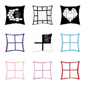 Cases 16 Inch Throw Pillow Buffalo Check Plaid Square Heart 4 Photo Panel <b>Cushion</b> <b>Cover</b> for Sublimation - Product Image 1