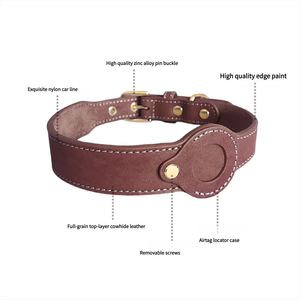 Collares de perro Airtag combinados clásicos de alta calidad, accesorios para mascotas, collares de perro de cuero superior genuino completo, duraderos - Product Image 4