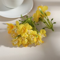 Bouquet de fleurs artificielles de prunier à 3 fleurs pour décoration murale de mariage, vente en gros