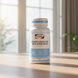 Comprimés triple action OEM <span class=keywords><strong>Vitamine</strong></span> <span class=keywords><strong>D</strong></span> Calcium <span class=keywords><strong>Zinc</strong></span> à absorption élevée – Complément nutritionnel quotidien facile à prendre pour adultes – Soin quotidien - Product Image 1