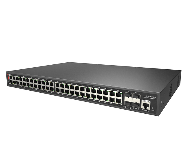 52-port L2+ Managed PoE Switch 48*10/100/1000M Ports + 4*1/10G Uplink SFP+ Fiber Ports Network Switches for CCTV IP Camera