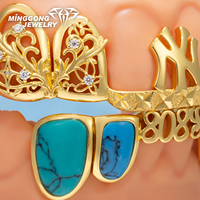 Bijoux fins personnalisables plaqués or 10K/14K/18K 925, style Hip-Hop, Bar Grillz, Moissanite VVS, Turquoise, style Hip-Hop tendance