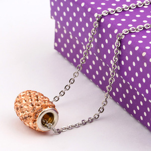 Collar Ovalado de Acero Inoxidable Estilo Europeo Americano para Mujer con Colgante de Diamantes Completos para Uso Diario en Negro, Blanco, Dorado y Rosa - Product Image 2