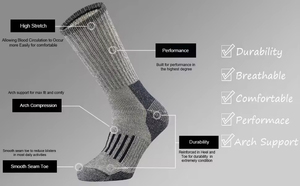 Chaussettes longues chaudes en cachemire et laine mérinos pour homme et femme, idéales pour la randonnée en extérieur – Vente en gros - Product Image 3