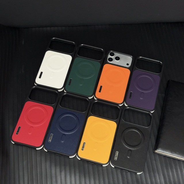 Hot Sale Leather Texture Soft Tpu Back Cover for Iphone 17 16 15 Pro Max Magnetic Phone Case for Iphone 14 13 12