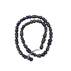 Collar de Perlas de Agua Dulce Naturales Nuevas, Perlas de Forma Barroca de 8 Caras, Perlas Semiterminadas de Color Blanco y Negro, Cuentas Sueltas - Product Image 5