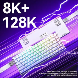 Aula HERO84 Nuevo Teclado Mecánico para Juegos RGB 8K Blanco-Morado de Doble Color para Laptop/PC ESports 84 Teclas Intercambiables USB 1.0 - Product Image 4