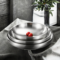 Assiettes à fruits et desserts en acier inoxydable 304 poli, double couche, design moderne, épaissies, plusieurs tailles, pour la maison