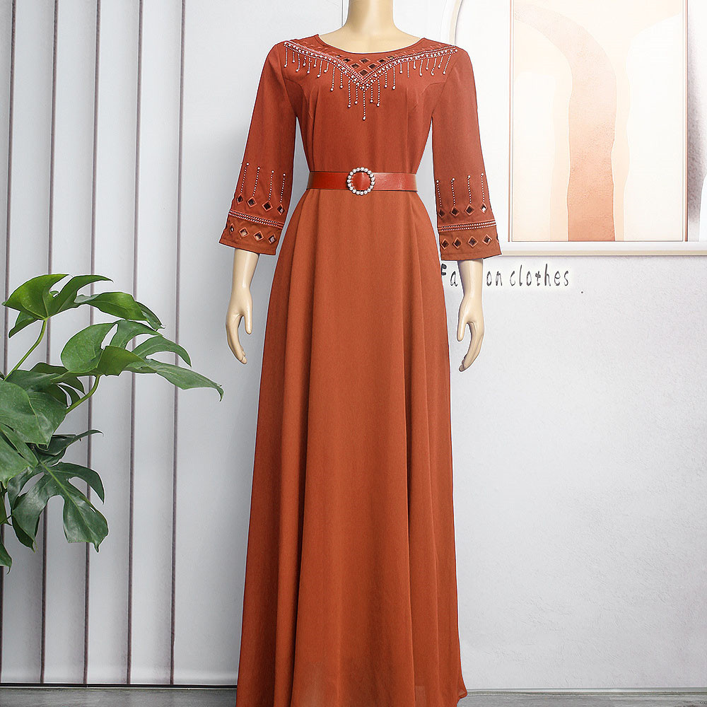 knee length dresses for ladies RED FLORAL CHIFFON MAXI DRESS  LONG SLEEVE V-NECK EMPIRE WAIST TIERED  Kelly  Grace Brands