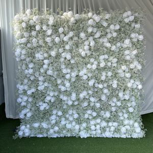 E-FW007 Wholesale 5d 8ft * 8ft Flower Wall Backdrop Panel 3D Flower Wall Artificial Roll up Rose Flower Wall for Wedding Decor - Product Image 1