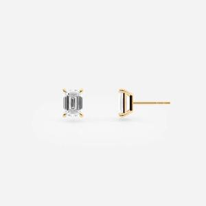 14k Gold Emerald Cut Lab Diamond Stud Earrings_ 3 Carat Ethical Fine Jewelry - Product Image 3