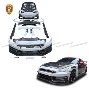 Pour Nissan <span class=keywords><strong>GTR</strong></span> R35 2009-2024, style TOP-SECRET, pare-chocs avant, ailerons arrière, jupes latérales, capot, garde-boue, kit carrosserie large - Product Image 5