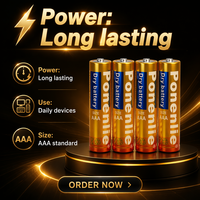 Baterai Super Alkaline Ukuran AA 1.5V LR6 0.3 Energi Listrik Merek Pribadi OEM untuk Senter Remote Control