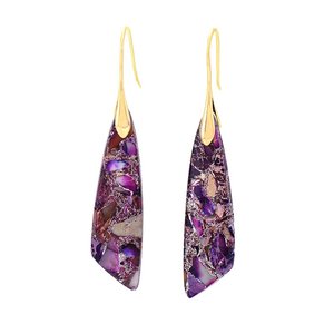 AONAYA Orecchini Pendenti Boho-Chic a Foglia con Ciondolo in Diaspro Imperiale Placcato Oro 18K, Gioielli Etnici con Pietre Naturali, Moda Giada - Product Image 4