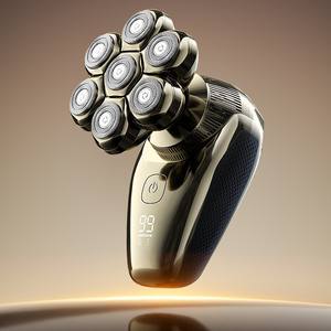 Voor IPX7 waterdichte lichaamsscheerapparaat kale mannen natte en droge baardtrimmachine USB oplaadbaar elektrisch scheerapparaat 7 mesjes - Product Image 2