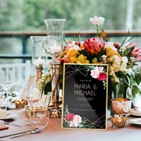 Support de signalisation en acrylique avec cadre doré, porte-numéros de table de mariage, présentoirs transparents pour menus, photos, documents, brochures, affichage de bureau