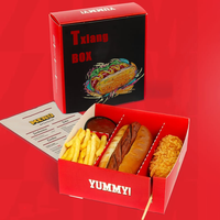 Emballage alimentaire rapide Conteneur alimentaire jetable Chien de maïs, frites, emballage sandwich avec conception libre