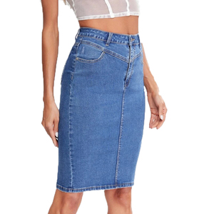Phụ Nữ Mới Thời Trang Phong Cách Denim Bọc Váy Hip Sexy Denim Váy Với Nút Cho Phụ Nữ - Product Image 1