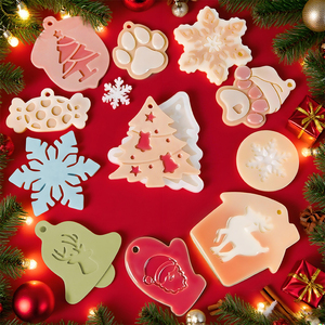 DM1280 Cetakan Resin Silikon DIY untuk Liontin Natal, Cetakan Salju, Lonceng, Pelat Lilin, Dekorasi Perhiasan dengan Lubang - Product Image 3