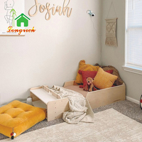 Lit bébé pliable en bois Montessori moderne avec barrières, lit pour tout-petit, couleur et logo personnalisés