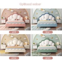 Lit de princesse rose en bois massif pour enfants, avec rangement, moderne, confortable, rembourré en cuir PU, taille Queen – Offre Spéciale