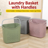 Panier à linge moderne en PP durable et léger avec poignées, tissage ajouré respirant, pour salle de bain, vêtements, jouets, linge de maison