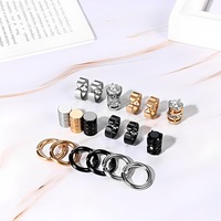 European American <strong>Best</strong> <strong>Selling</strong> Men's Simple Electroplated Stainless Steel Huggie Geometric Feather Texture <strong>Earrings</strong> Gift <strong>Bulk</strong>