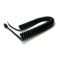 Cable Espiralizado Personalizado U-174, Conector de Aviación de 4 Polos a 4 Cables Desnudos Estañados para Auriculares de Aviación de 7.1mm, Auriculares de Helicóptero