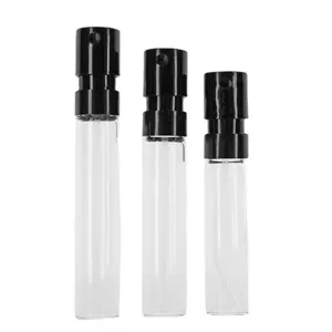 2ML定制Logo品牌名称印刷黑白迷你尺寸空玻璃迷你香精样品香水测试仪瓶