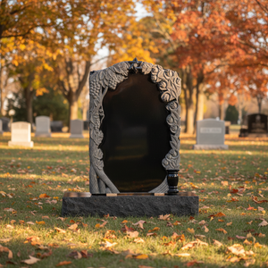 Sculpture d'angle en granit bleu perle, sculpture antique en granit, pierre tombale, monuments funéraires - Product Image 1