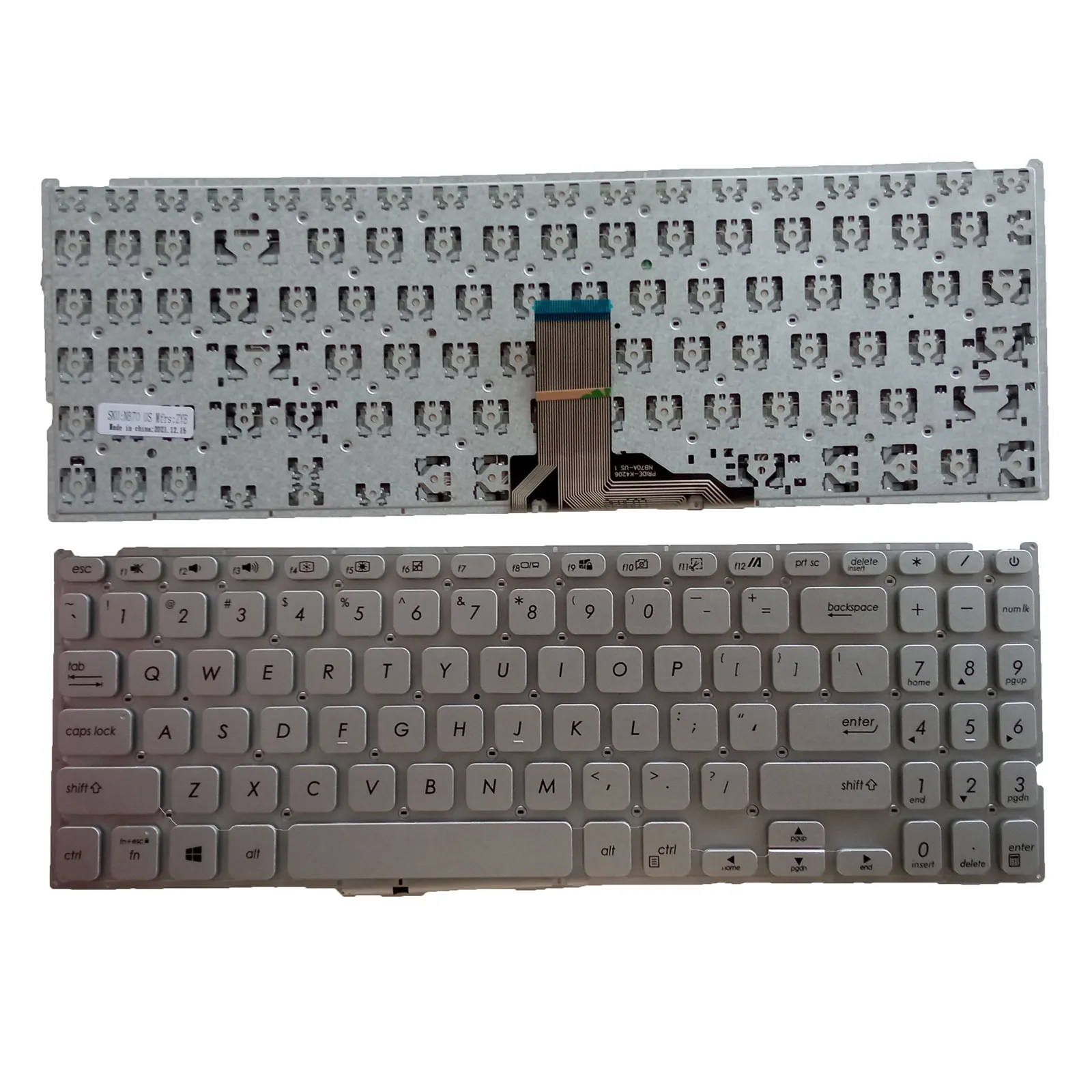 US Silver No-backlit Keyboard for Asus Vivobook X509U X509UA X509FA X509FJ X509