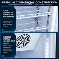 Réfrigérateur Commercial Économe en Énergie, Mural, à Porte Vitrée, Vitrine Réfrigérée avec Verrouillage, Affichage LED, Sans Givre, Contrôle par Application