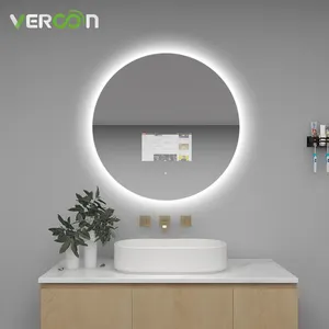 Vercon 스마트 미러 공급 라운드 frameless 안드로이드 백라이트 led 백라이트 스마트 미러