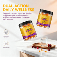 Aeglewell Marque Privée Gommes Probiotiques pour Femmes Prébiotiques Canneberge 50 milliards d'UFC 10 Souches Santé Digestive Lot de 60