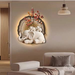 Décoration d'entrée en forme de tronc d'arbre en crème, éléphant, salon, couloir, allée, murale, induction lumineuse - Product Image 4