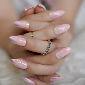 Nuevas <span class=keywords><strong>uñas</strong></span> cromadas almendra neón longitud media <span class=keywords><strong>Rosa</strong></span> lujo Prensa en <span class=keywords><strong>uñas</strong></span> - Product Image 3