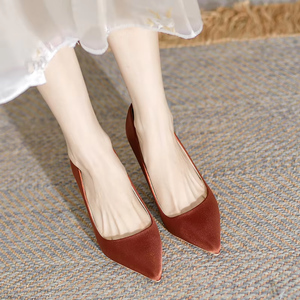 <span class=keywords><strong>Zapatos</strong></span> de tacón alto plateados con punta, estilo clásico, de seda, color liso, huecos, para novias - Product Image 4