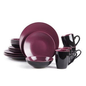 16 Pc Plum Elegant Stoneware Set Popular Hot Selling Kitchen Bowls Plates Ceramic Coffee Mug <b>Dinnerware</b> Sets for 4 People Use - Product Image 1