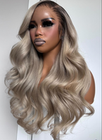 30 pouces femmes 13x4 pré-plumé dentelle frontale perruque longue vague de corps brésilien cheveux avec Highlight couleur cheveux humains