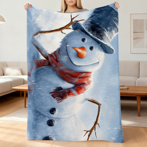 Coperta natale pupazzo di neve di flanella-Multi formato morbido traspirante caldo per le vacanze coperta per il divano, letto, decorazioni per la casa Festive - Product Image 1