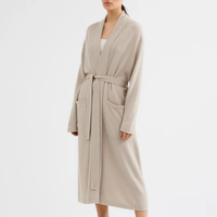 Robe en cachemire, mélange de soie et de cachemire, pour femme, blanche, super douce, longue, tricotée, avec ceinture