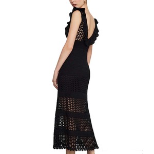 Verano de las mujeres de moda elegante sin mangas con cuello en V sexy <span class=keywords><strong>midi</strong></span> vestidos de encaje - Product Image 3