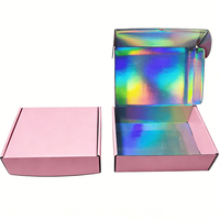 Maßgefertigte Holographische Versandboxen für Kosmetikprodukte mit Rosa Außenhülle und Goldfolienprägung Logo für Kosmetikverpackungen