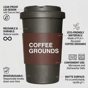 15Oz Leakproof Reusable Ground Mug Pla Eco Friendly Travel Cup With Lid&Sleeve Portable Custom <b>Log</b> Coffee Tumbler - Product Image 3