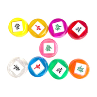 Set Indikator Angin Mahjong Akrilik Kristal 22mm, 6 Buah Ubin Angin Empat Arah & Naga, 9 Pilihan Warna