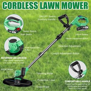 Cortacésped Inalámbrico de 20V con Mango Telescópico Plegable, Recortadora de Césped a Batería para Jardín CG-20AP - Product Image 4