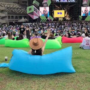 Canapé gonflable, matelas pneumatique portable, pliable, inclinable, pour le camping en plein air, la plage, les festivals, bleu, rose, orange, jaune, rouge - Product Image 1