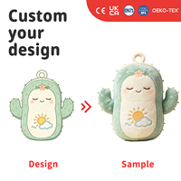 Boneka Kaktus Plush Kustom Warna Hijau Mint, Boneka Sukulen Isi Dakron dengan Bordir Bunga dan Sinar Matahari untuk Koleksi Maskot Botani
